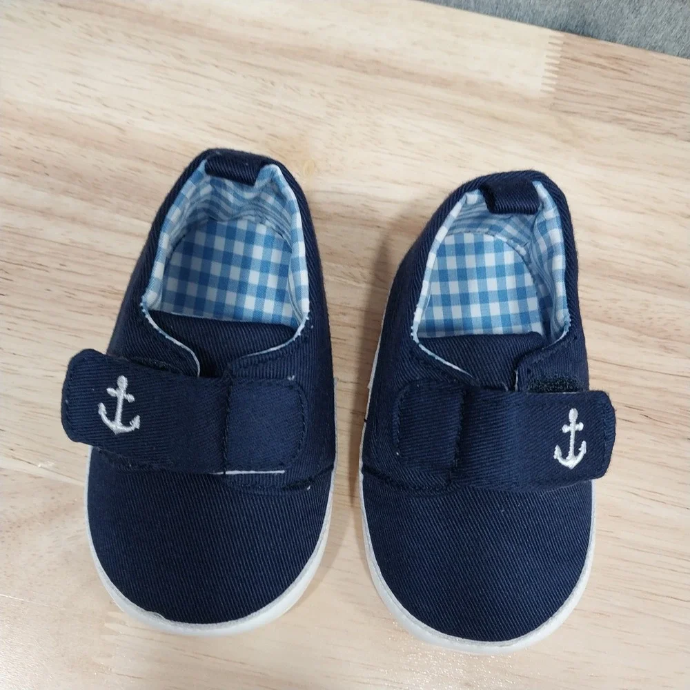 Tommy Bahama Baby Canvas Anchor Crib Shoes 6-12 Months Navy Blue